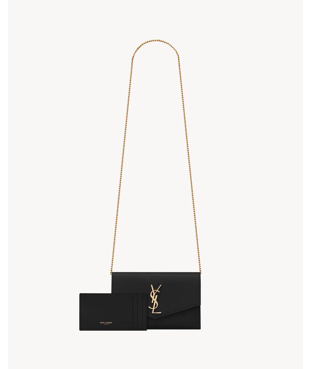 SAINT LAURENT Черный кожаный кошелек, фото 2