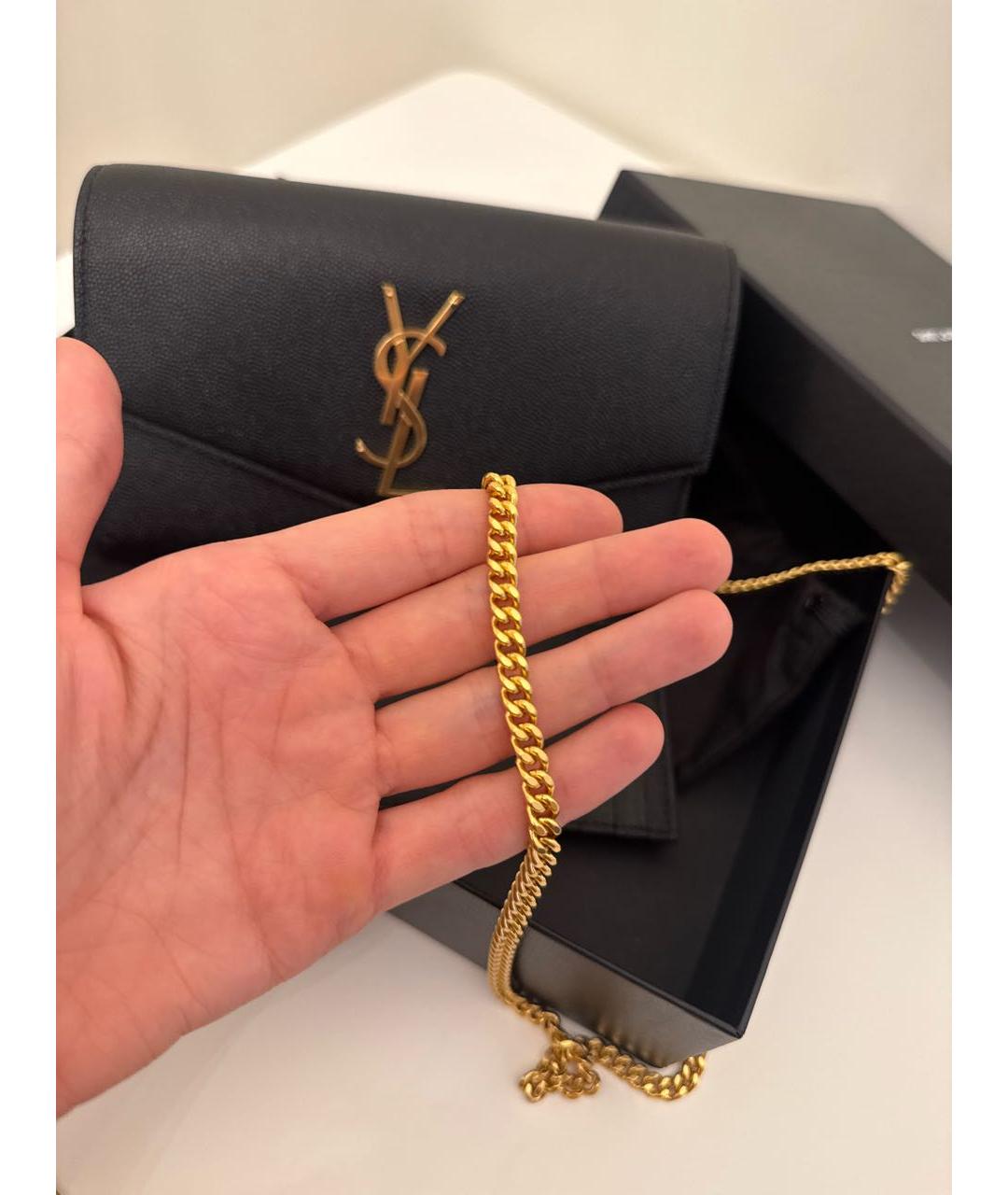 SAINT LAURENT Черный кожаный кошелек, фото 7