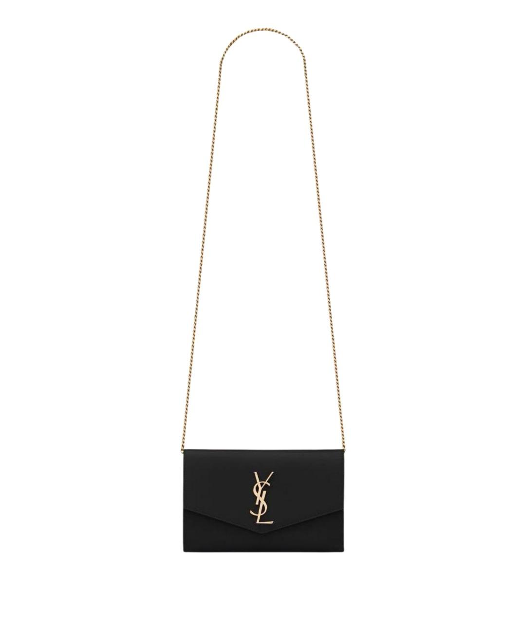 SAINT LAURENT Черный кожаный кошелек, фото 1