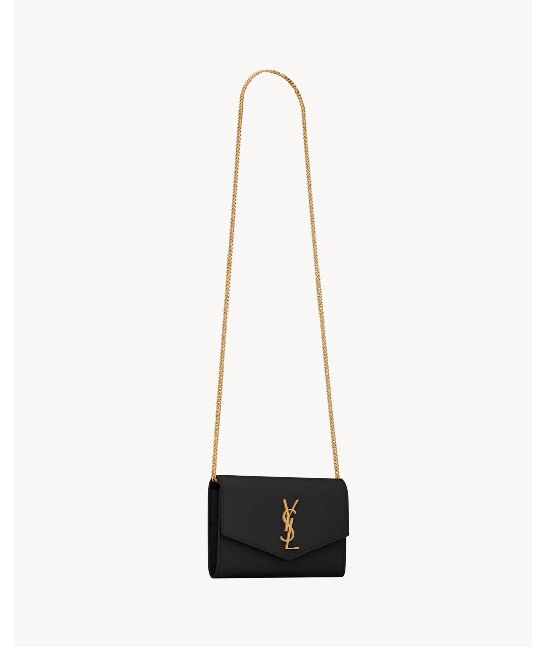 SAINT LAURENT Черный кожаный кошелек, фото 5