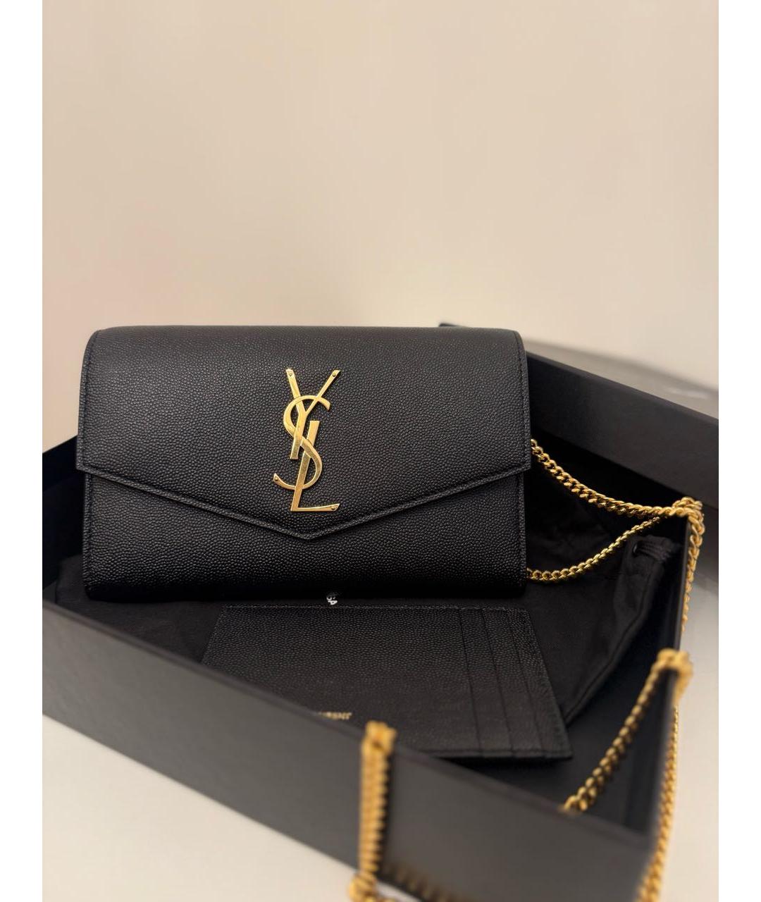 SAINT LAURENT Черный кожаный кошелек, фото 6