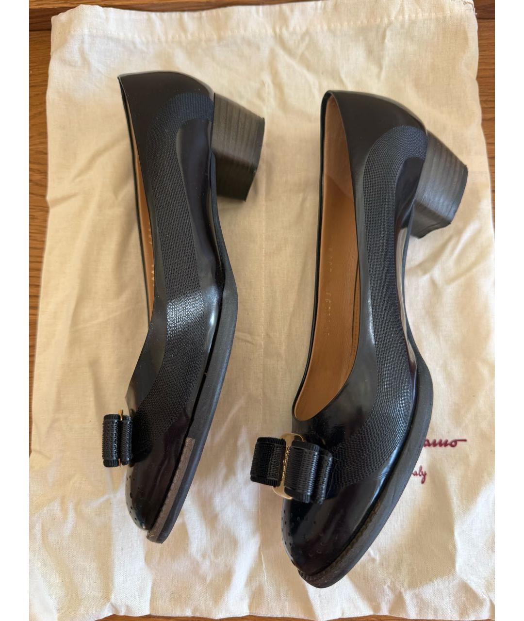 FERRAGAMO Черные кожаные туфли, фото 8