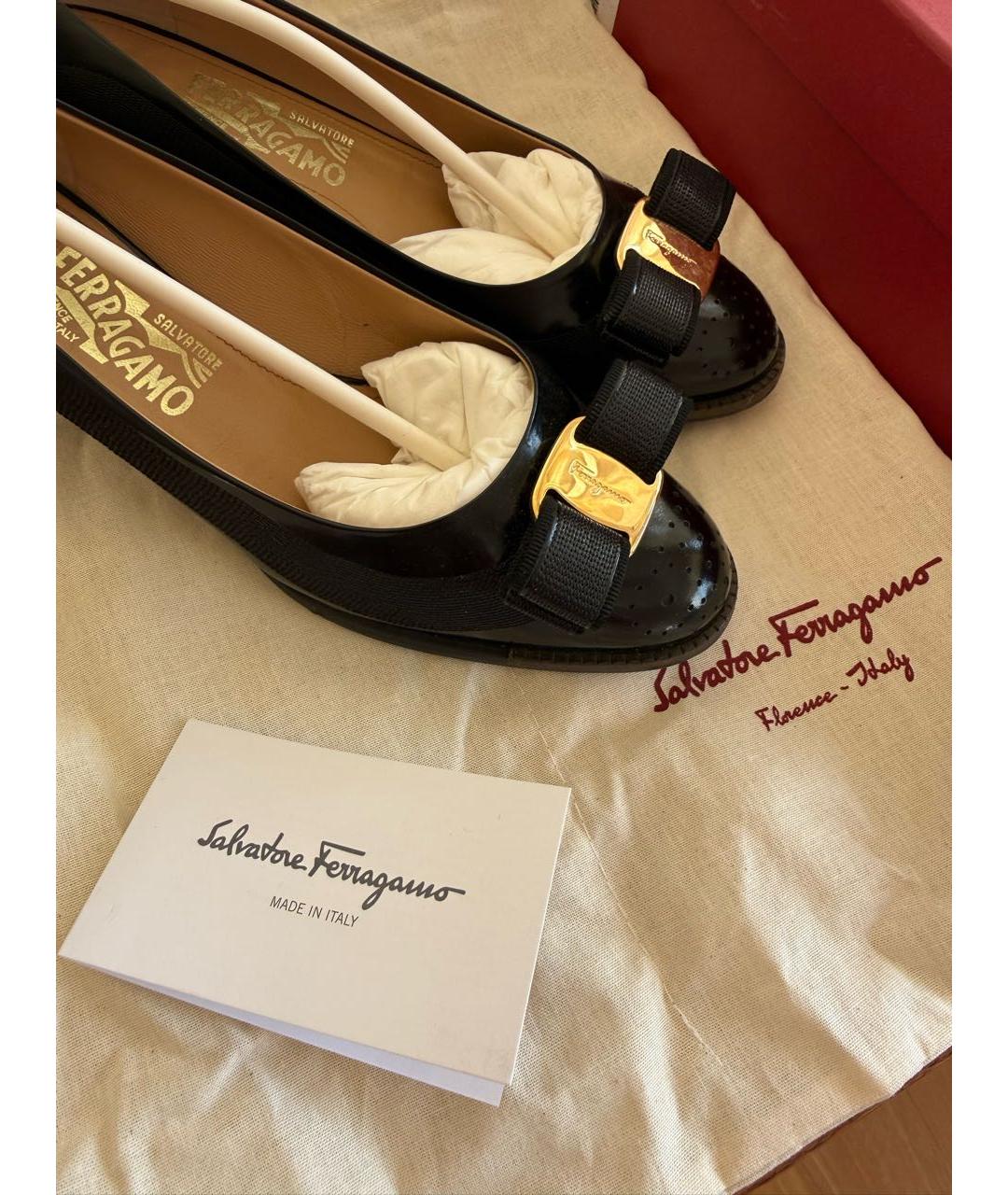 FERRAGAMO Черные кожаные туфли, фото 5