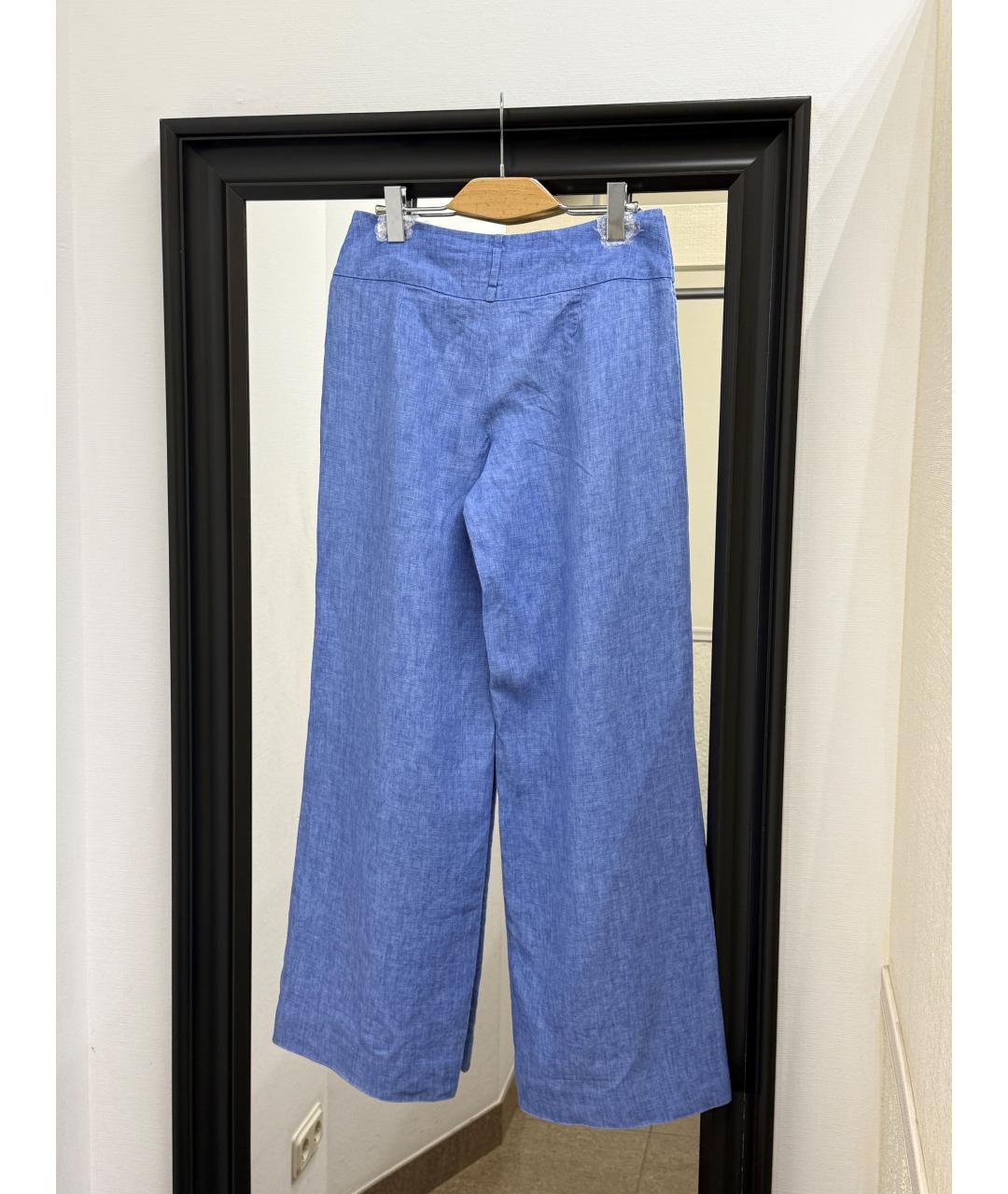 MAX MARA Голубые льняные брюки широкие, фото 2