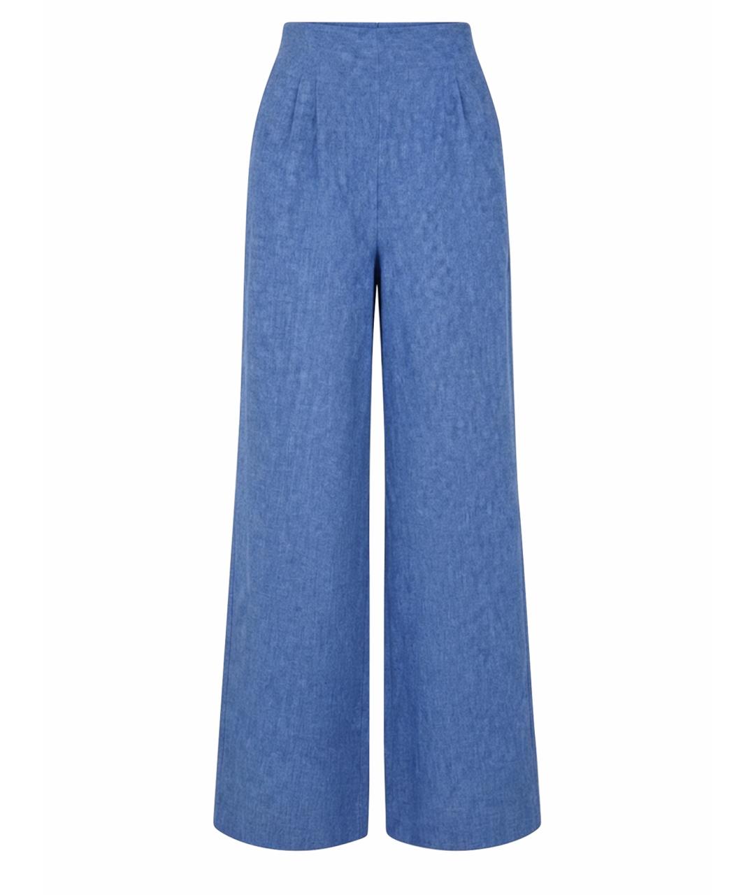 MAX MARA Голубые льняные брюки широкие, фото 1