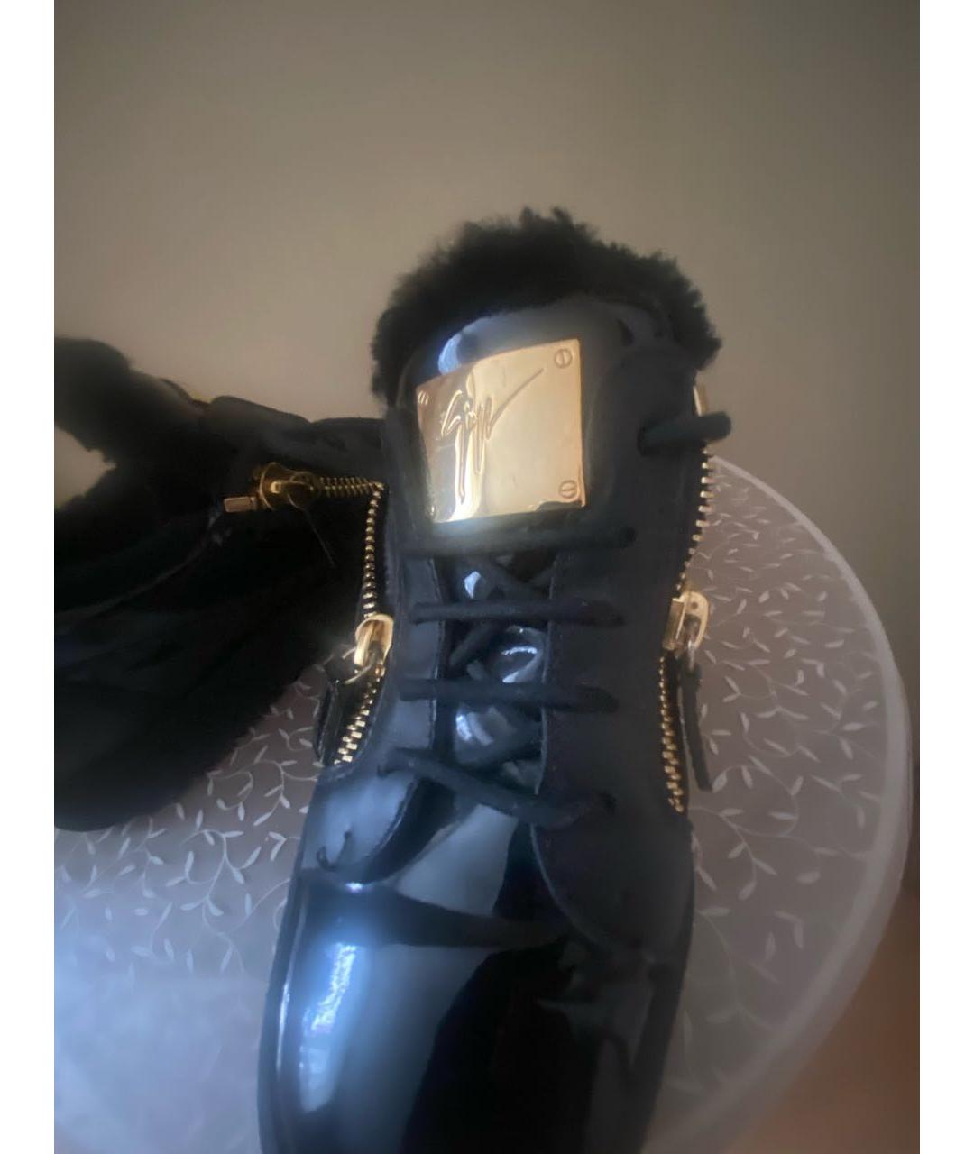 GIUSEPPE ZANOTTI DESIGN Черные кожаные кеды, фото 6