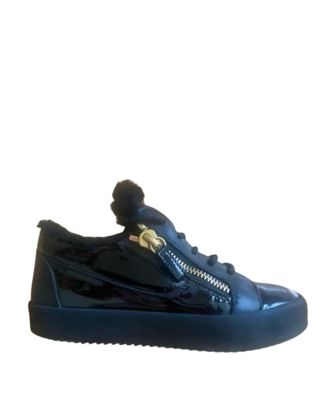 GIUSEPPE ZANOTTI DESIGN Черные кожаные кеды, фото 1