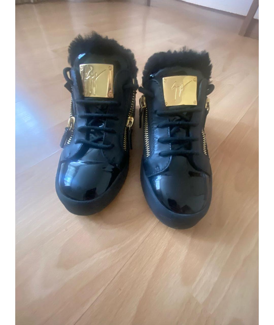 GIUSEPPE ZANOTTI DESIGN Черные кожаные кеды, фото 2