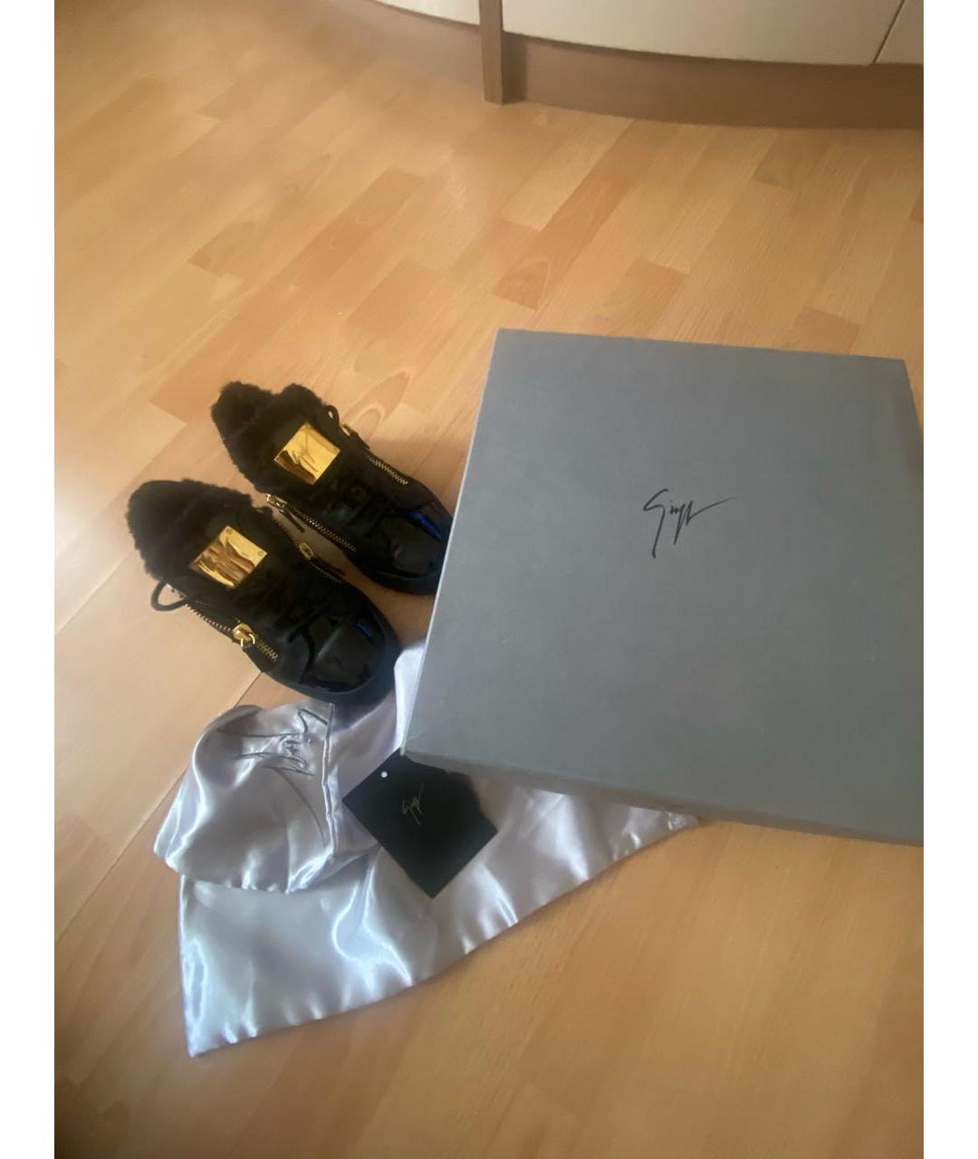 GIUSEPPE ZANOTTI DESIGN Черные кожаные кеды, фото 8