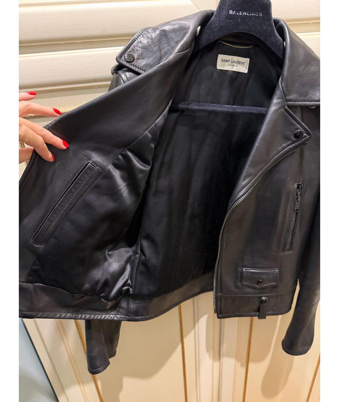 SAINT LAURENT Черная кожаная куртка, фото 4