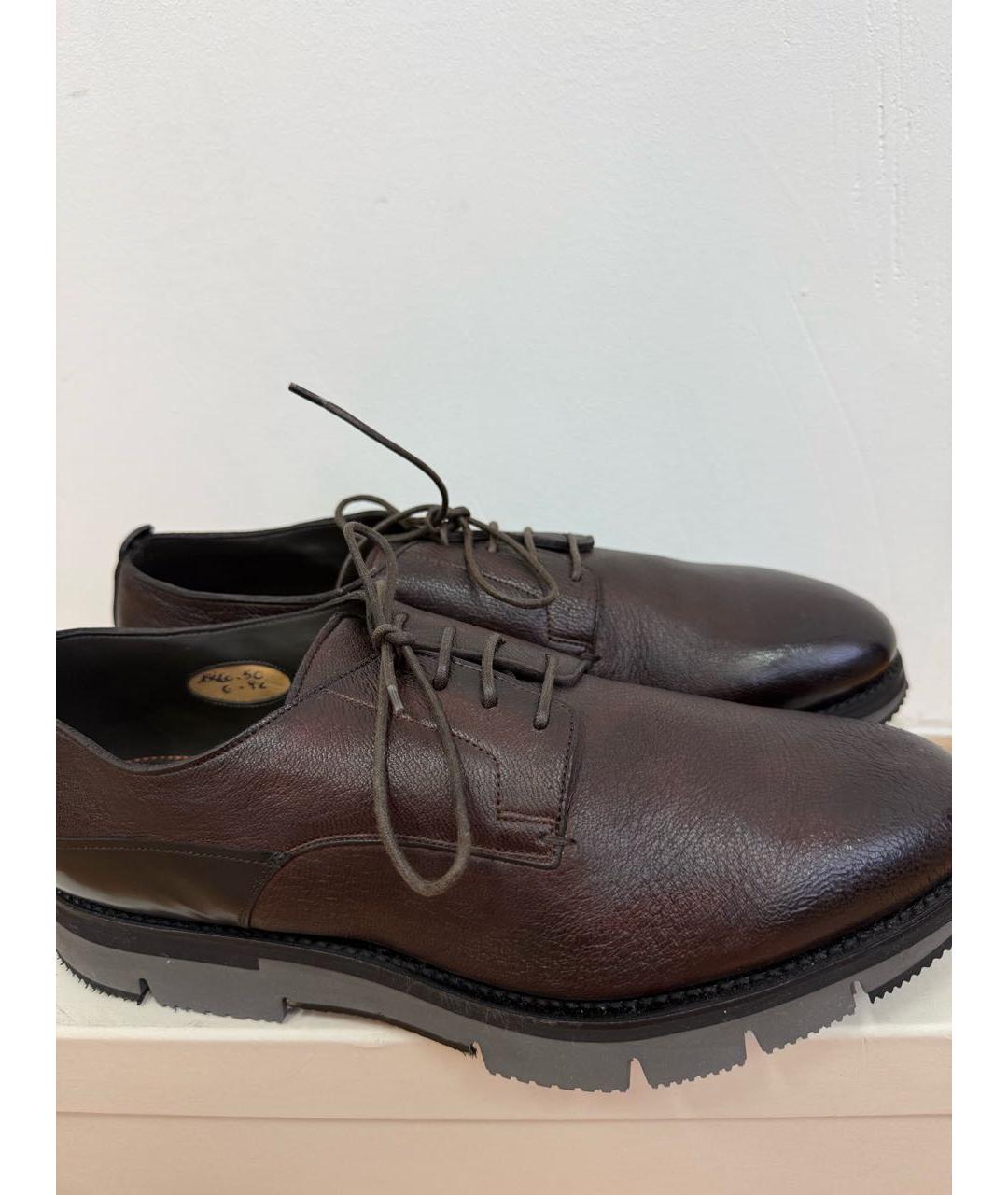 SANTONI Коричневые кожаные низкие ботинки, фото 4