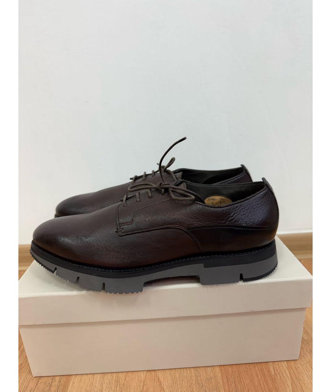 SANTONI Коричневые кожаные низкие ботинки, фото 8
