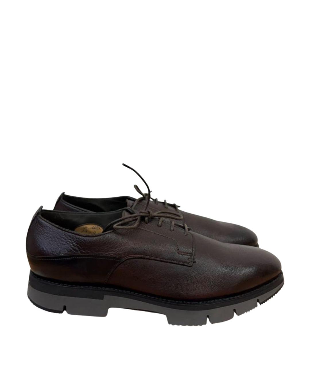 SANTONI Коричневые кожаные низкие ботинки, фото 1