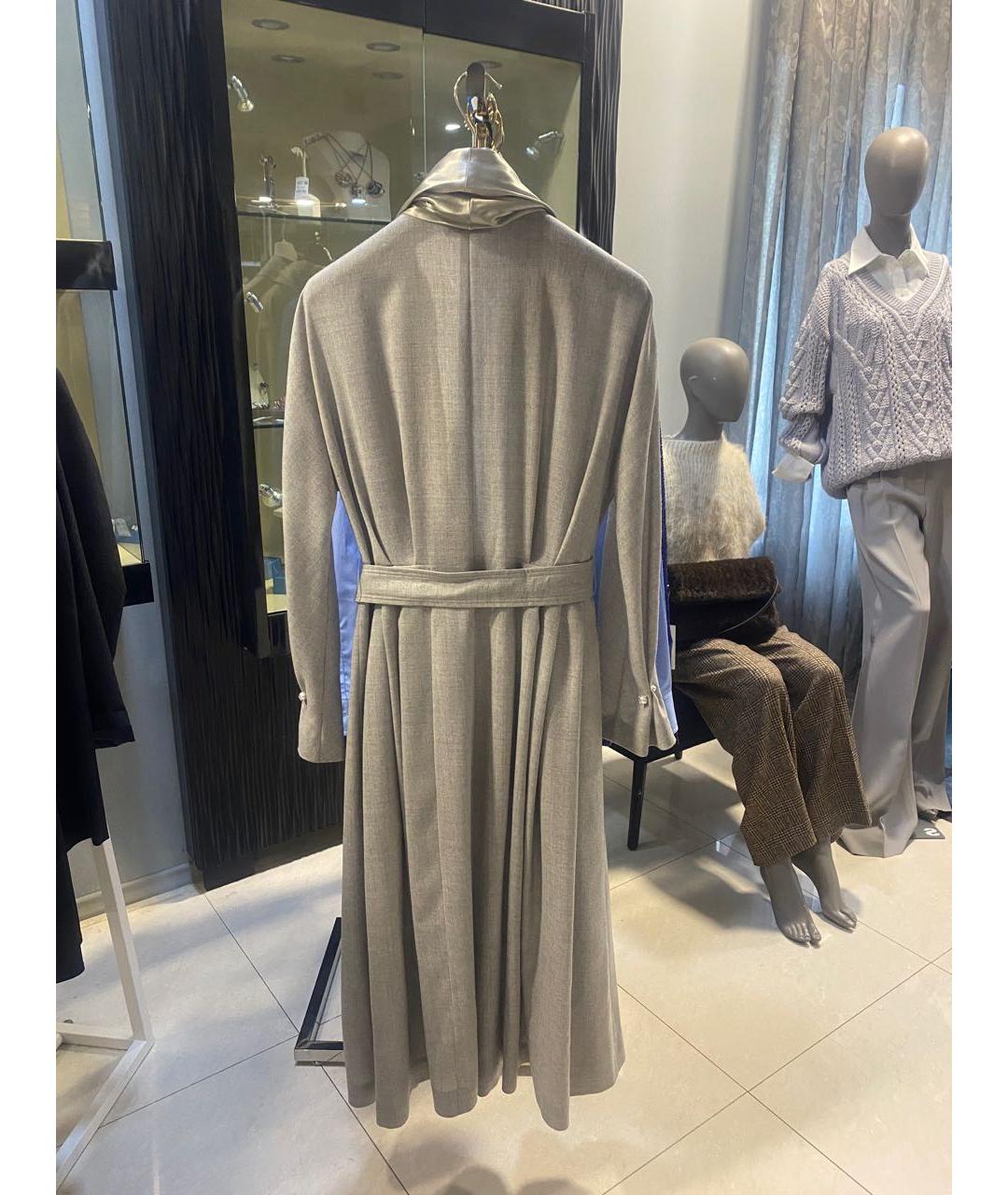 ALBERTA FERRETTI Серое шерстяное повседневное платье, фото 3