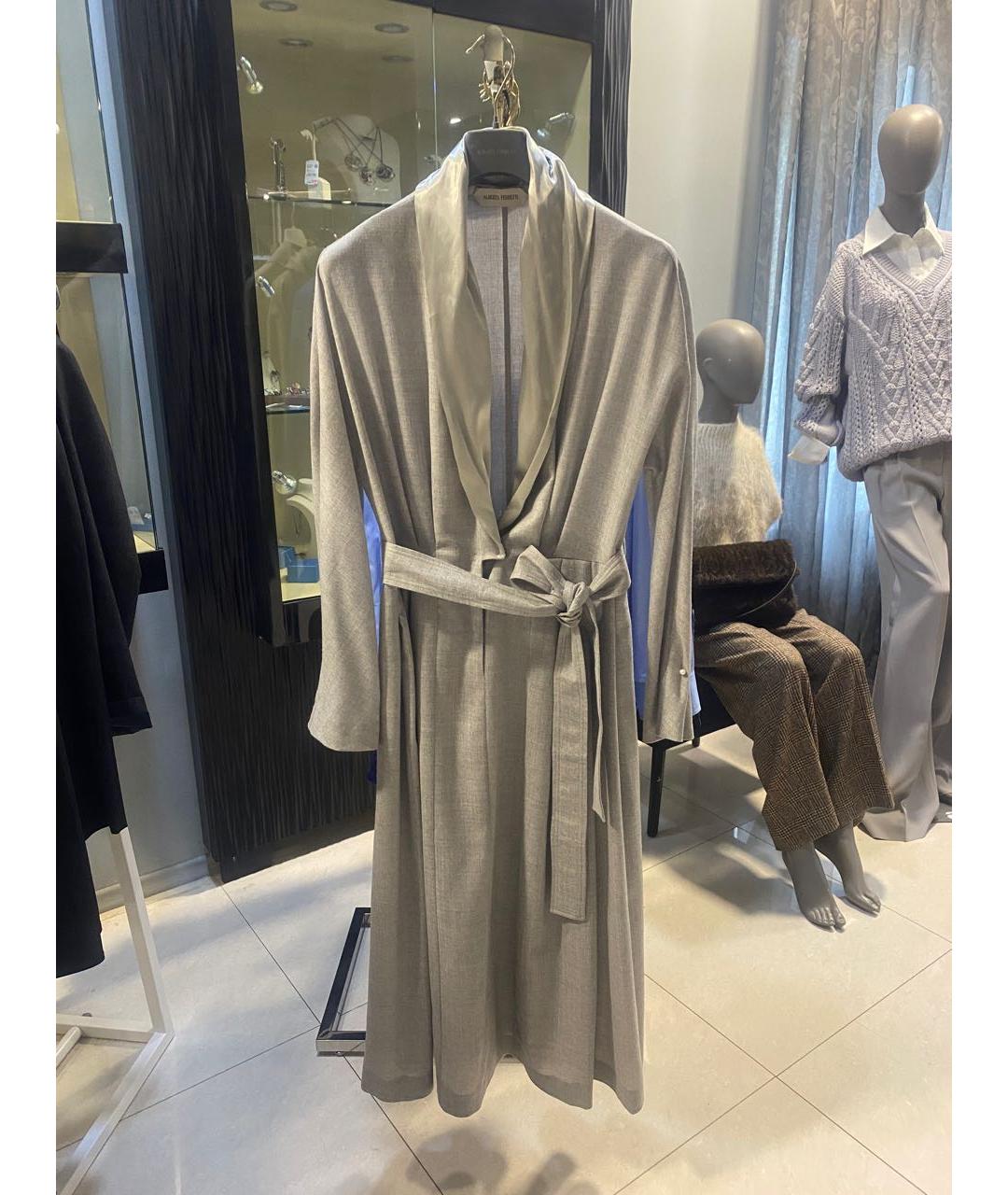 ALBERTA FERRETTI Серое шерстяное повседневное платье, фото 9