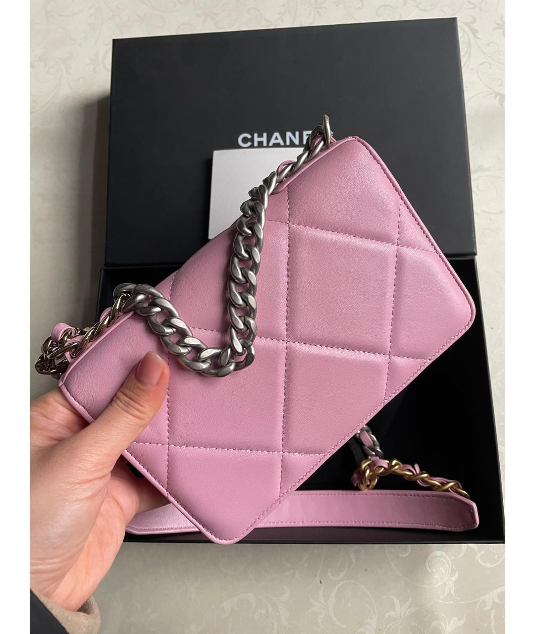 CHANEL Розовая кожаная сумка через плечо, фото 3