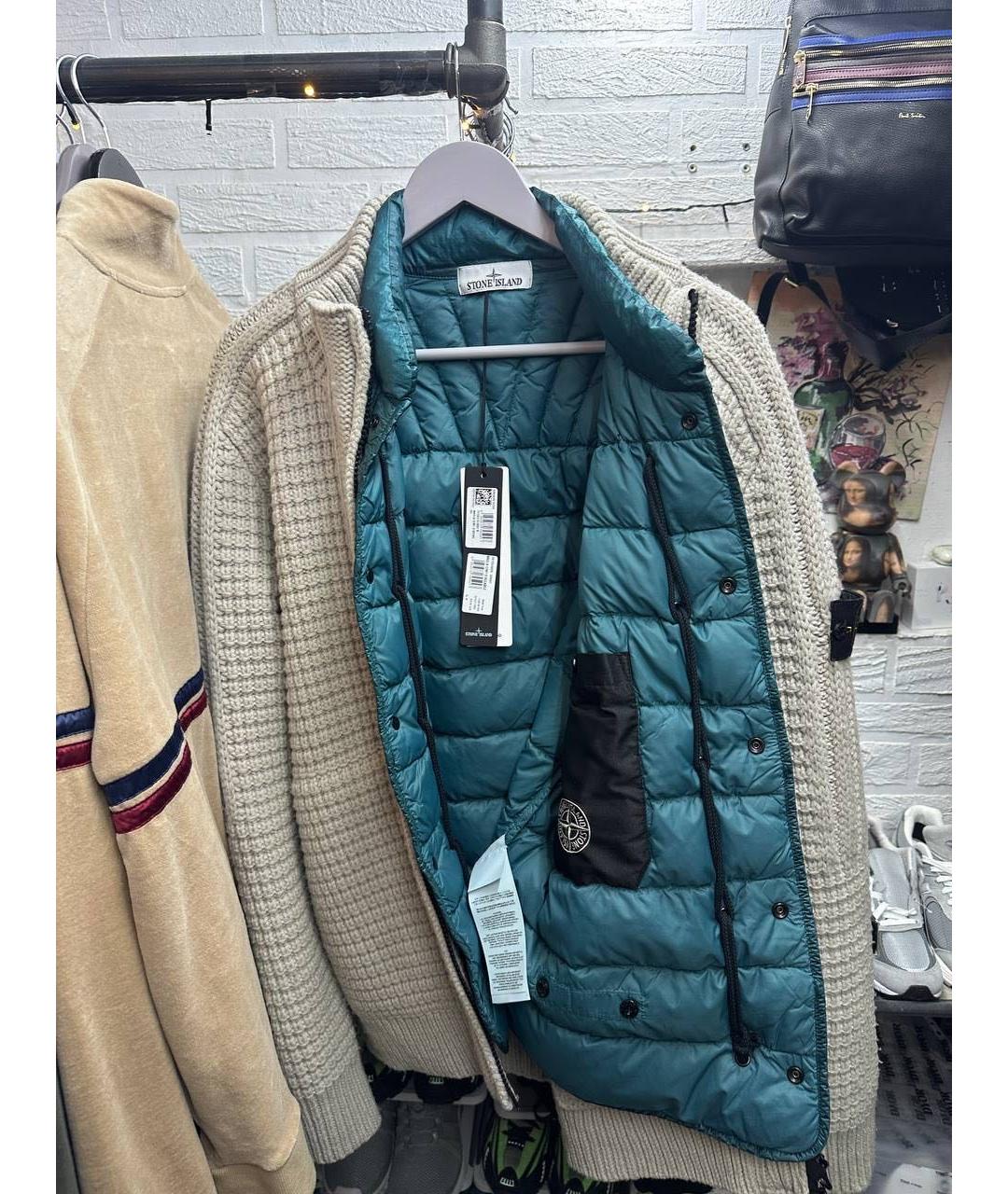 STONE ISLAND Бежевая шерстяная куртка, фото 3