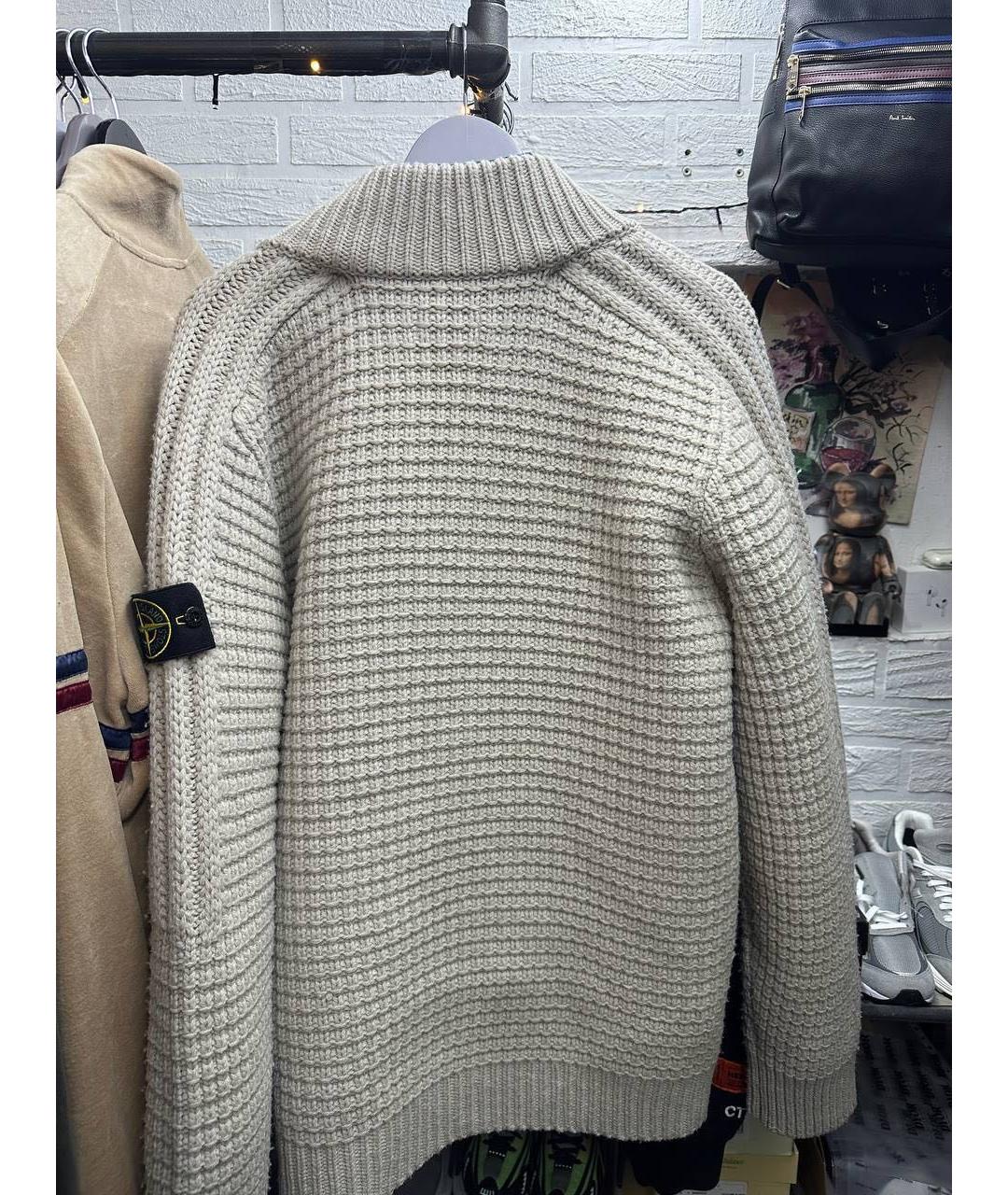 STONE ISLAND Бежевая шерстяная куртка, фото 4