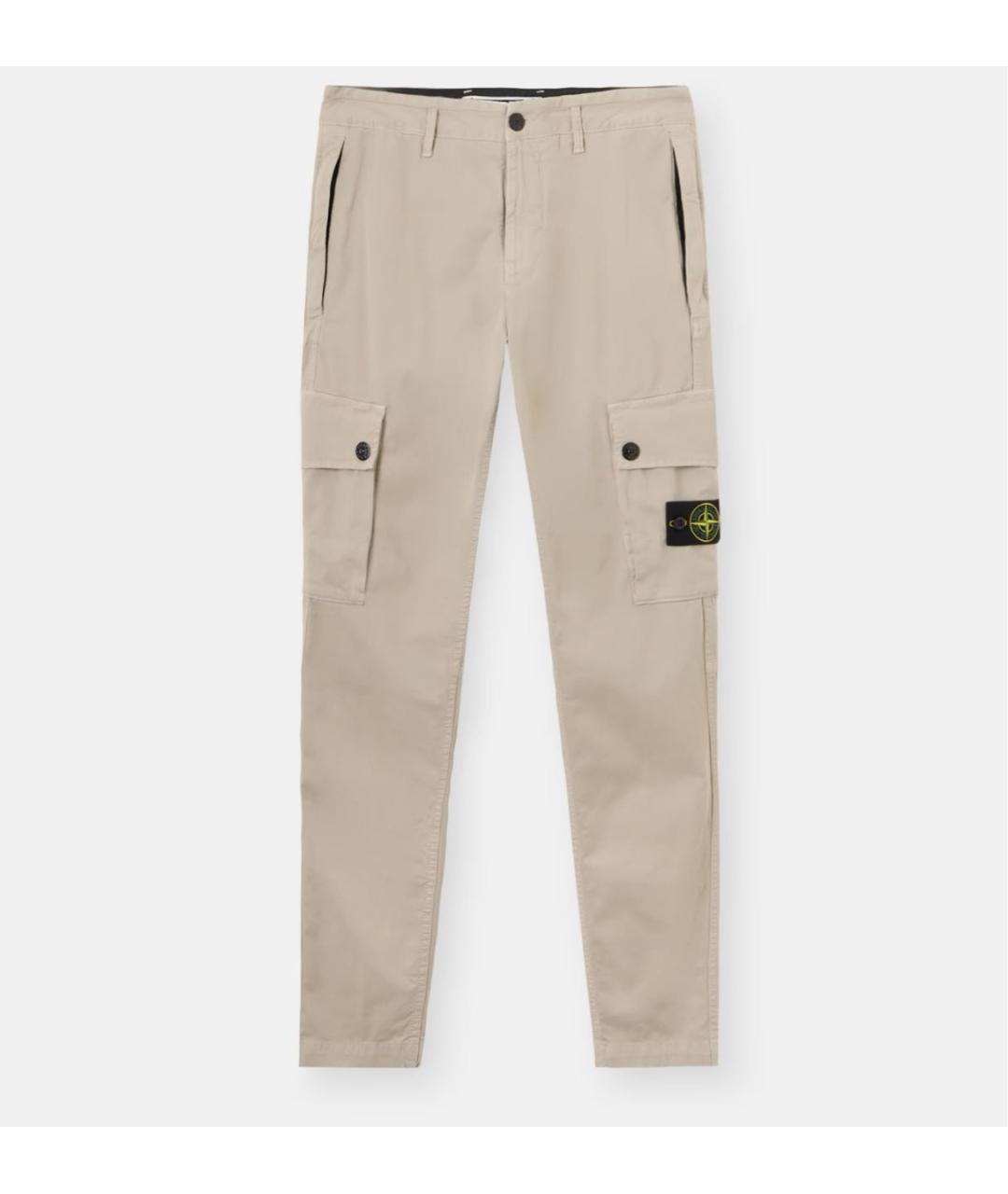 STONE ISLAND Бежевые хлопковые повседневные брюки, фото 7