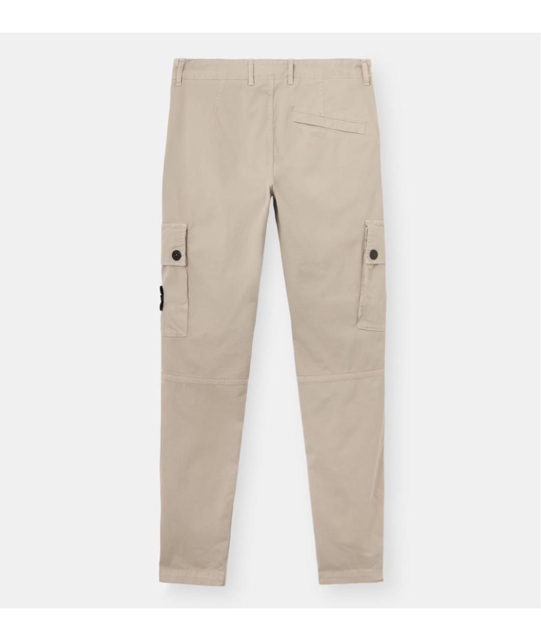 STONE ISLAND Бежевые хлопковые повседневные брюки, фото 2