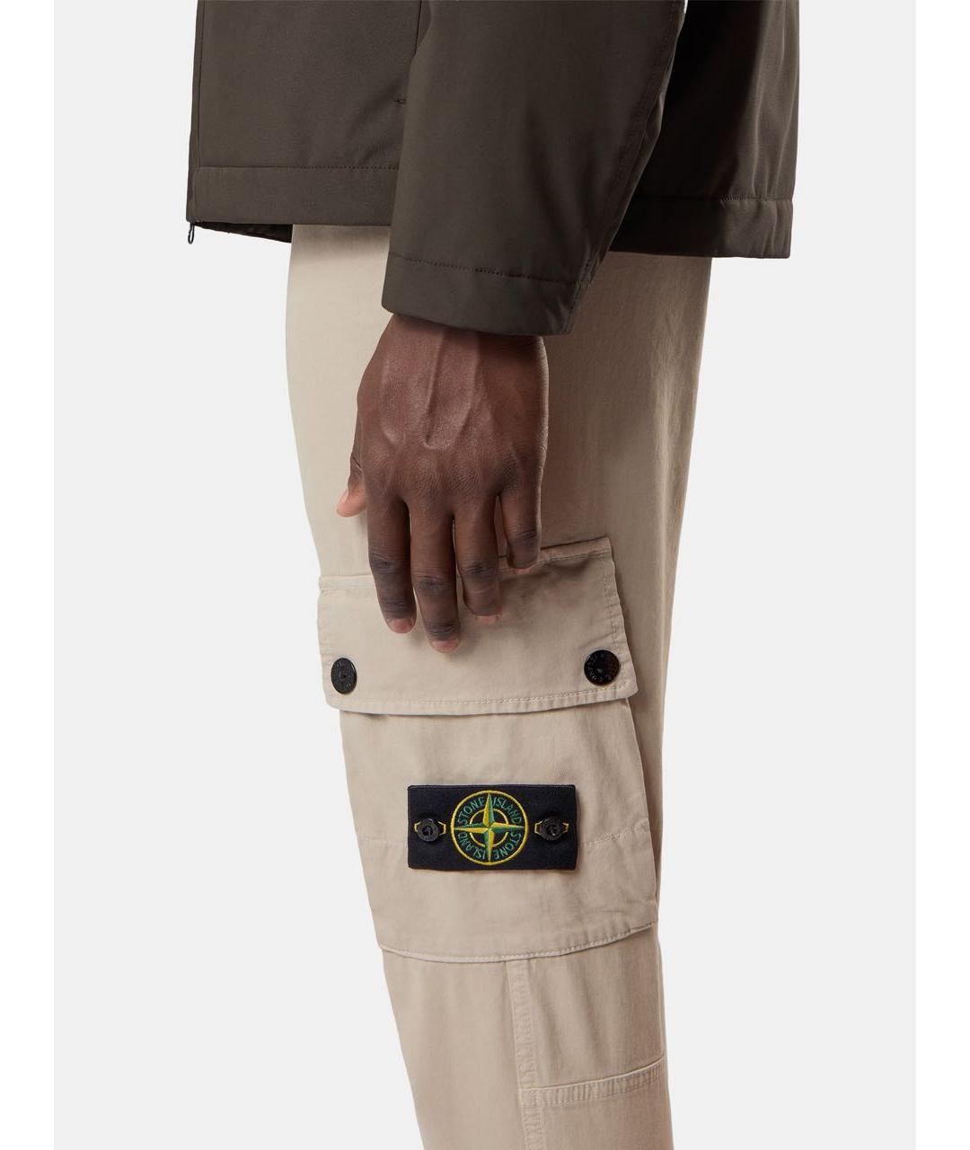 STONE ISLAND Бежевые хлопковые повседневные брюки, фото 6