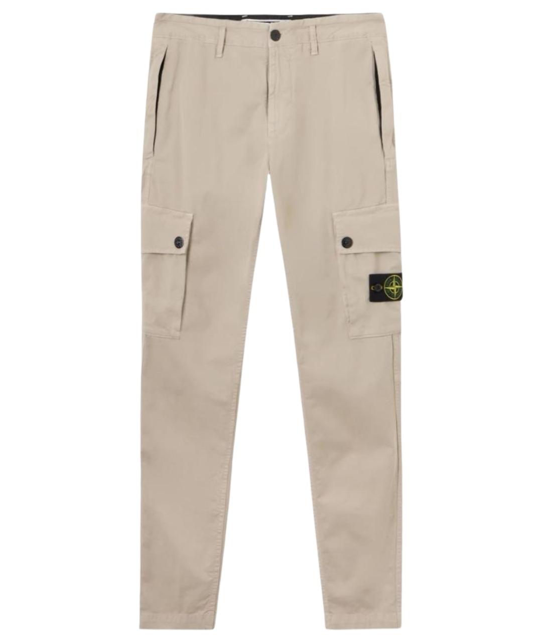 STONE ISLAND Бежевые хлопковые повседневные брюки, фото 1