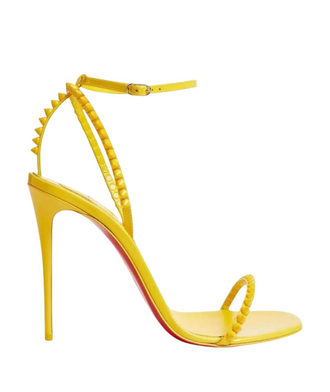 CHRISTIAN LOUBOUTIN Желтые кожаные босоножки, фото 1