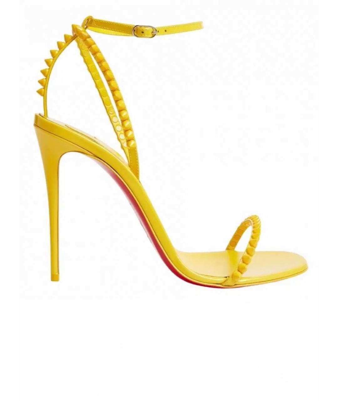CHRISTIAN LOUBOUTIN Желтые кожаные босоножки, фото 9