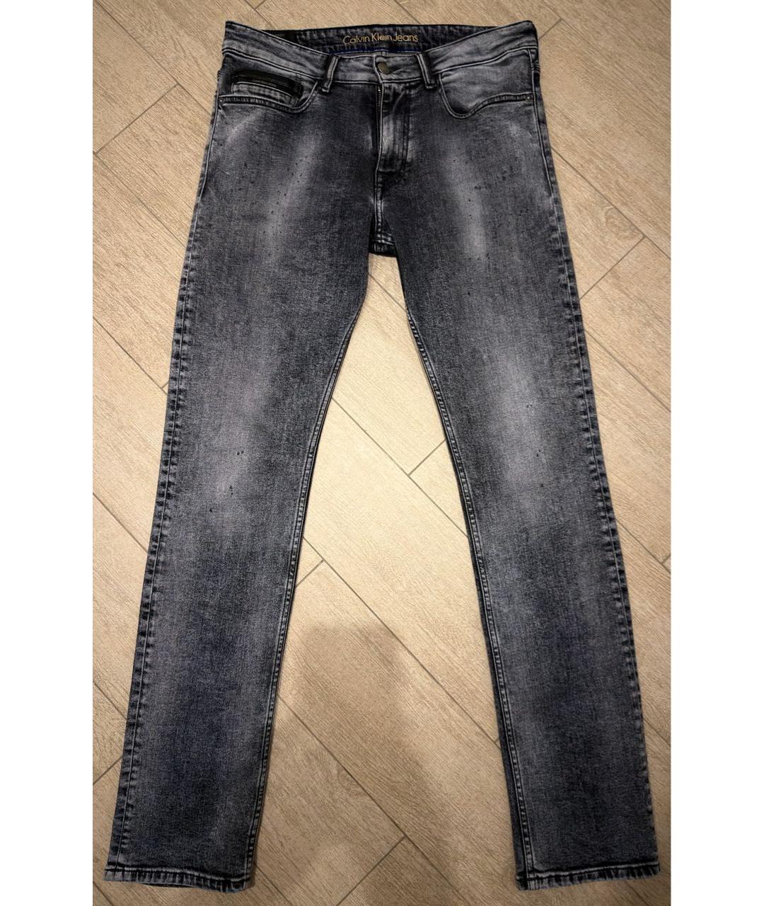 CALVIN KLEIN Серые хлопко-полиэстеровые джинсы скинни, фото 7