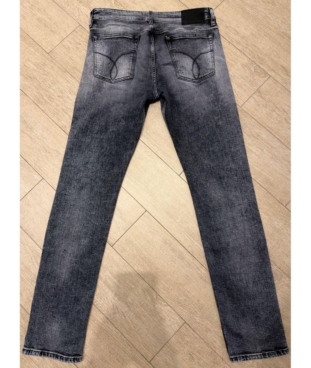 CALVIN KLEIN Серые хлопко-полиэстеровые джинсы скинни, фото 2