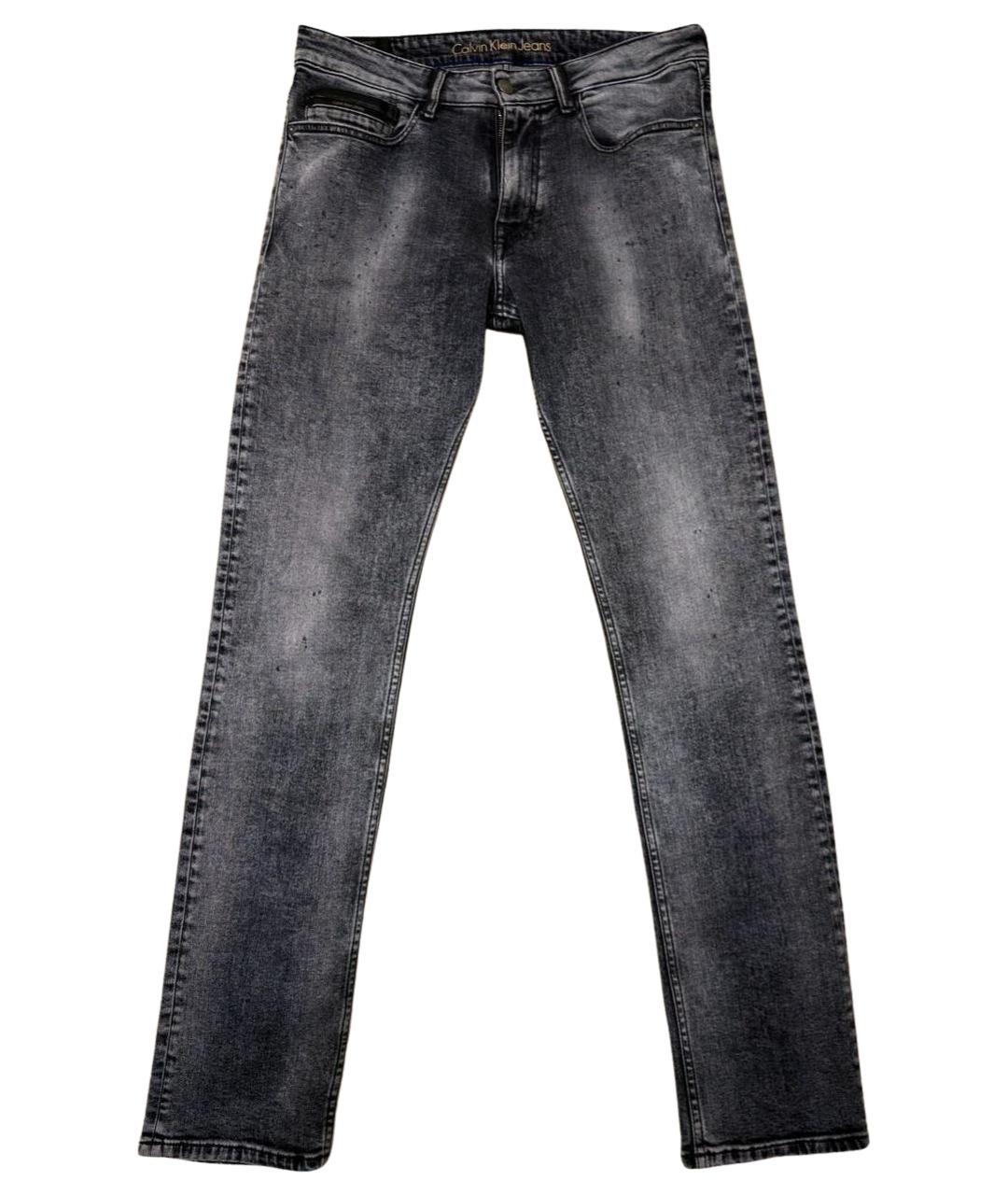 CALVIN KLEIN Серые хлопко-полиэстеровые джинсы скинни, фото 1