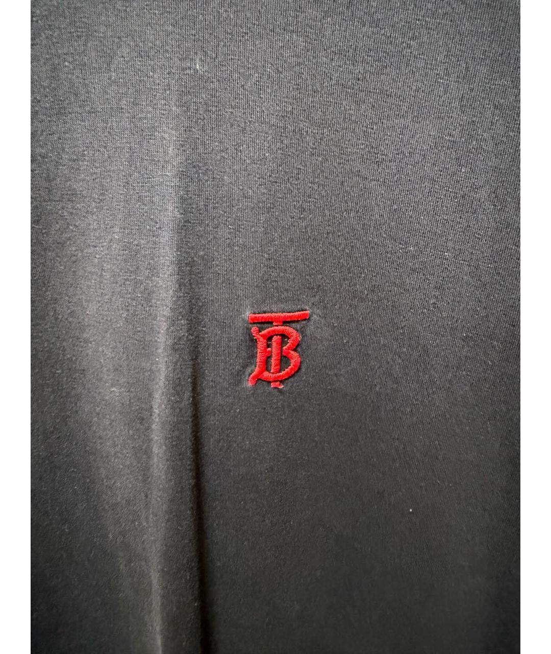 BURBERRY Черная хлопковая футболка, фото 4