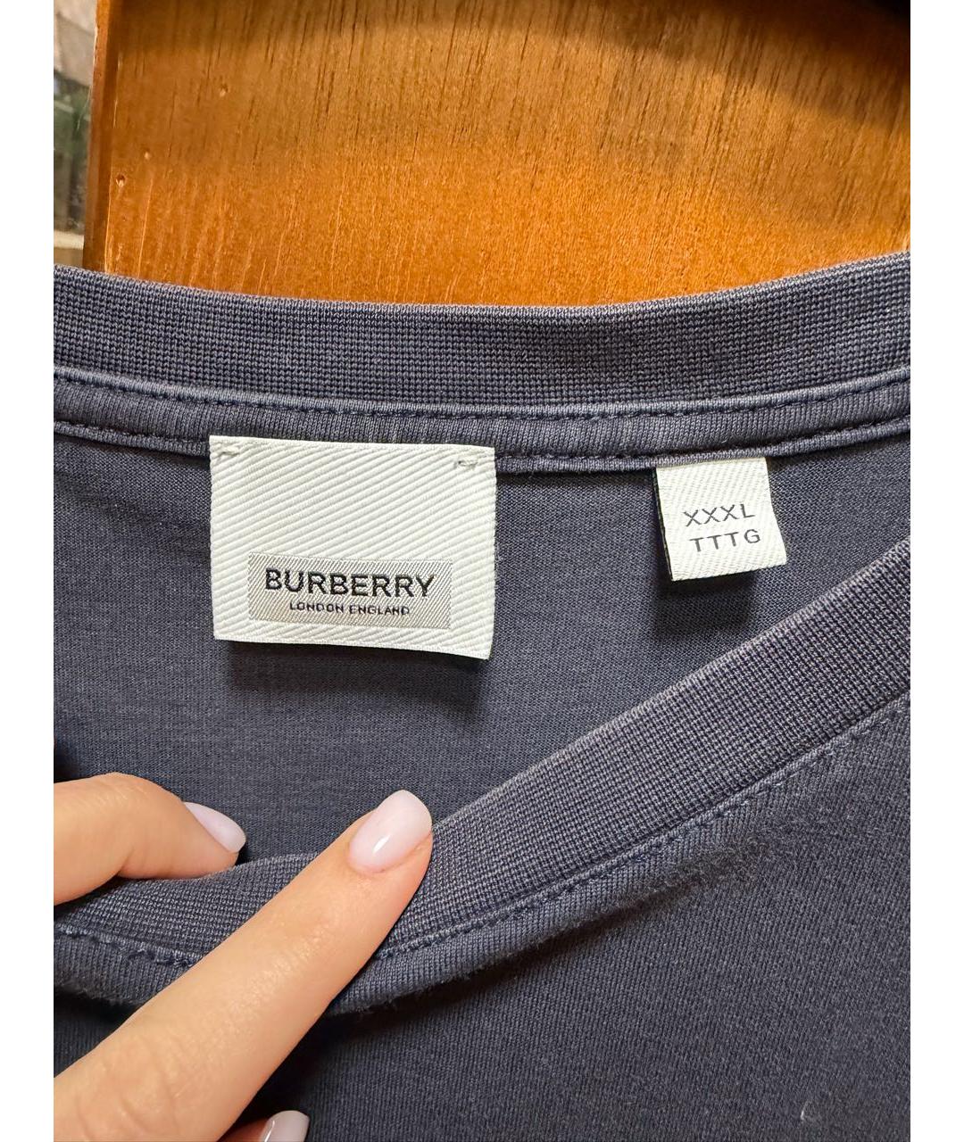 BURBERRY Черная хлопковая футболка, фото 3