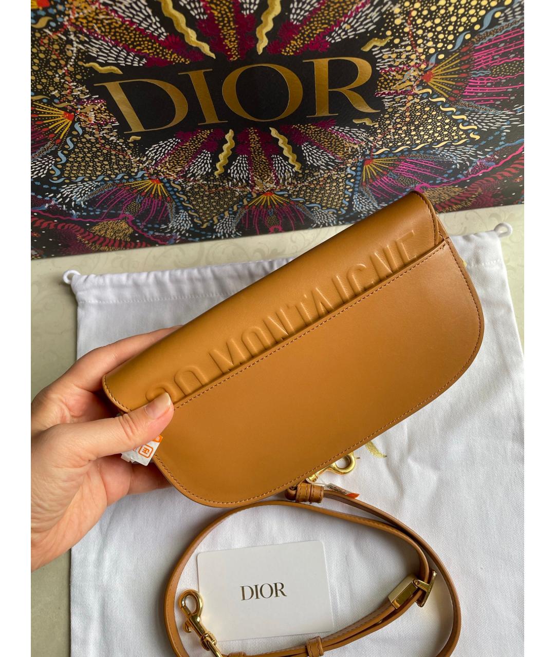 CHRISTIAN DIOR Коричневая кожаная сумка через плечо, фото 3