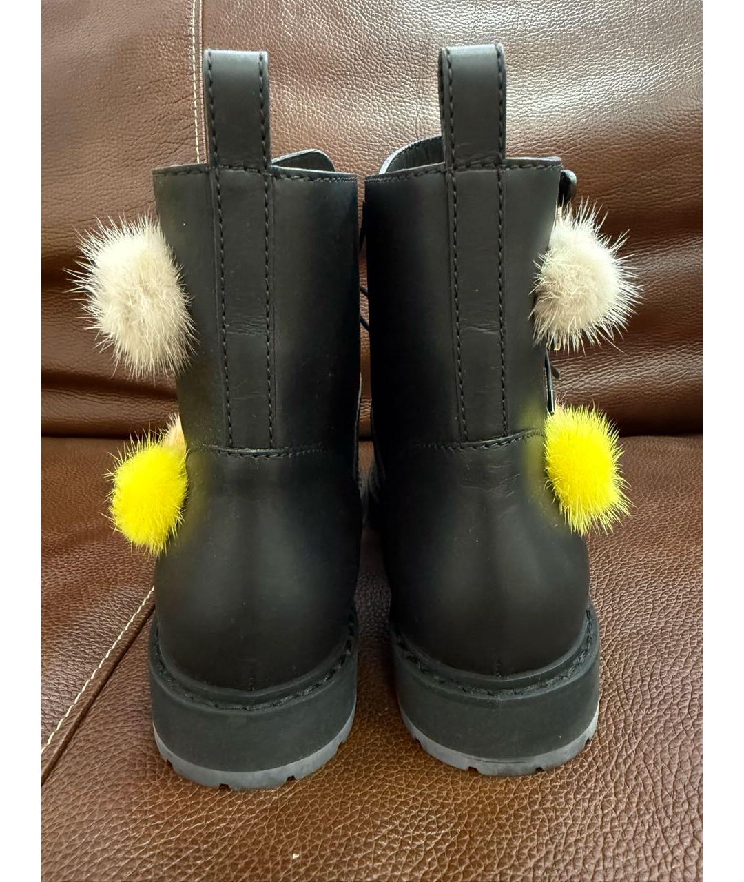 FENDI Черные кожаные ботинки, фото 4