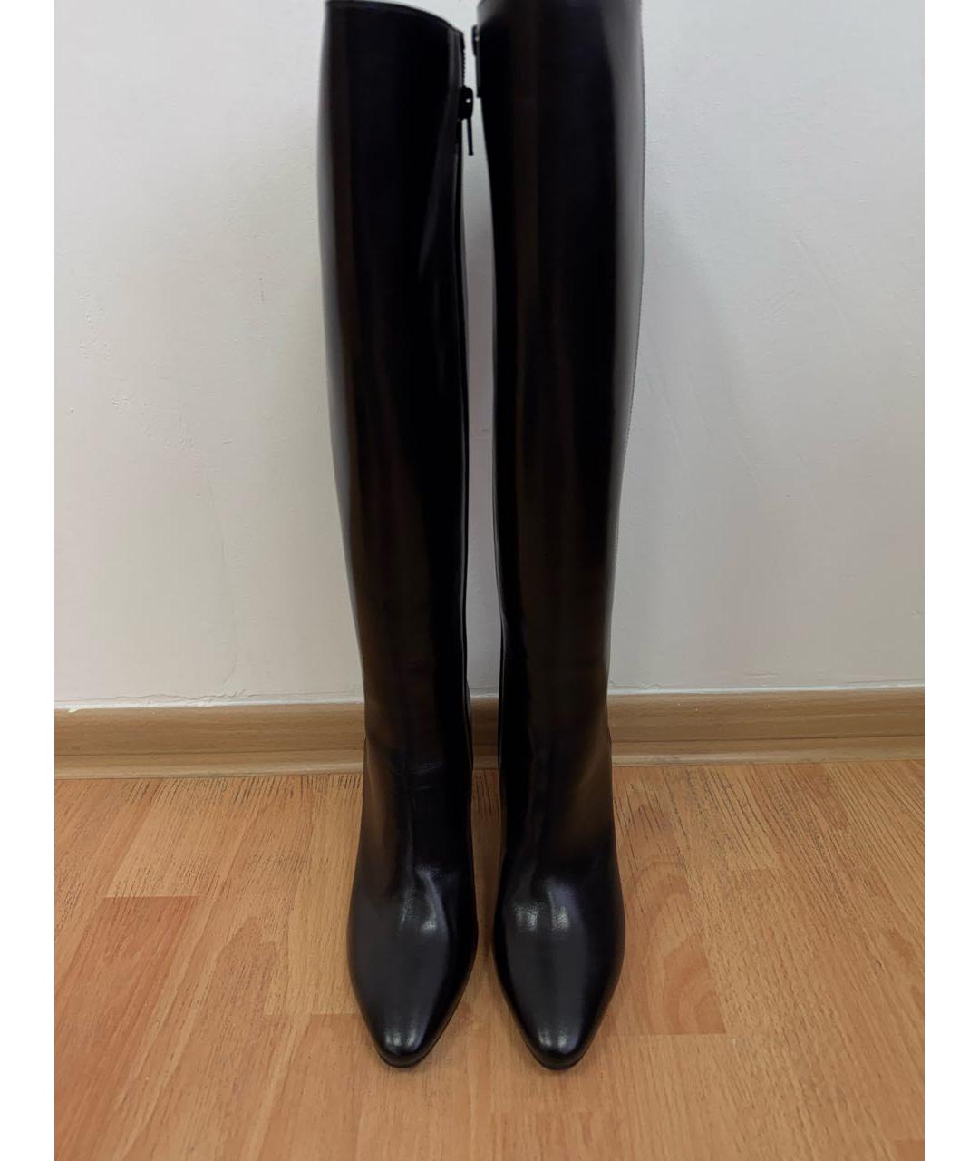 SAINT LAURENT Черные кожаные сапоги, фото 4