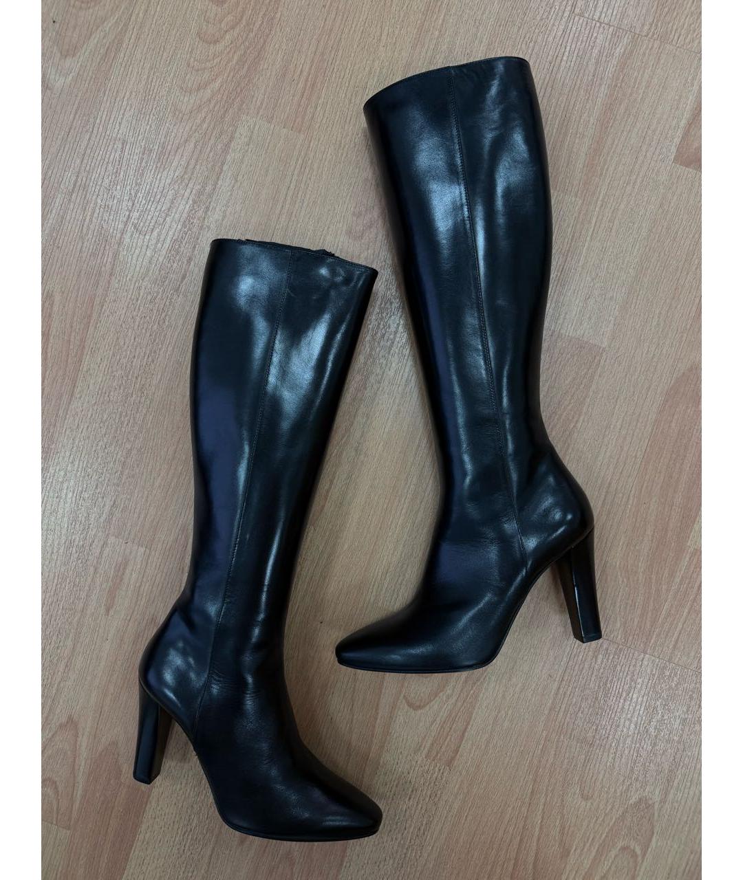 SAINT LAURENT Черные кожаные сапоги, фото 3