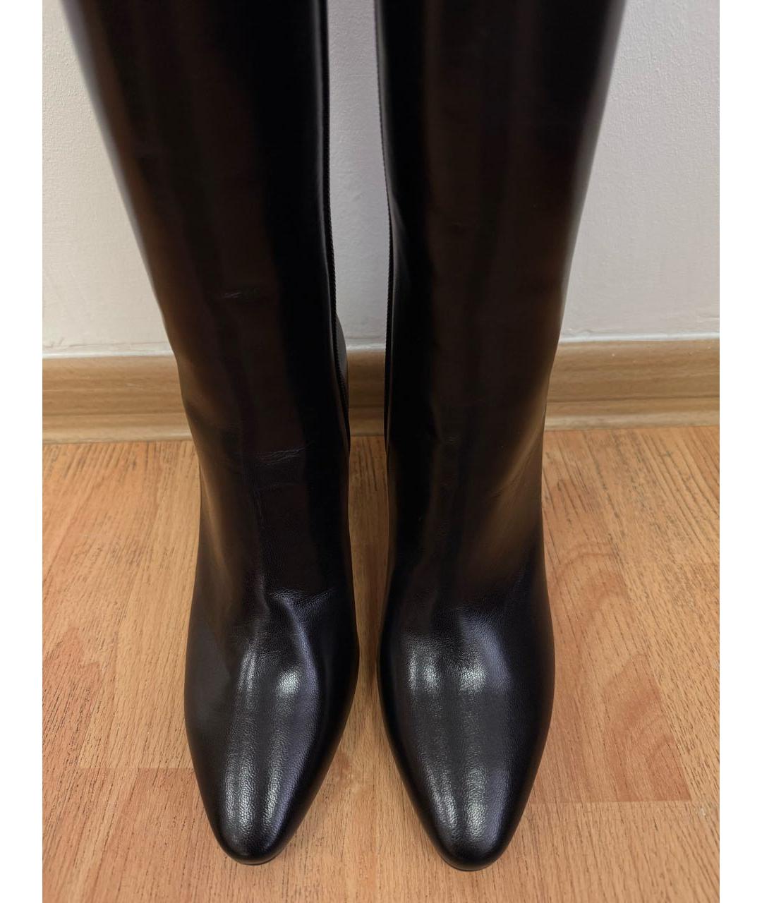 SAINT LAURENT Черные кожаные сапоги, фото 5