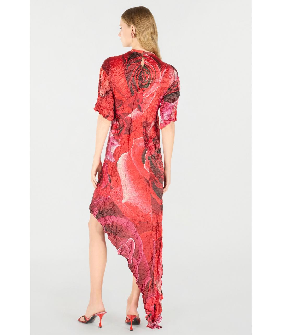 ROBERTO CAVALLI Красное шелковое коктейльное платье, фото 4