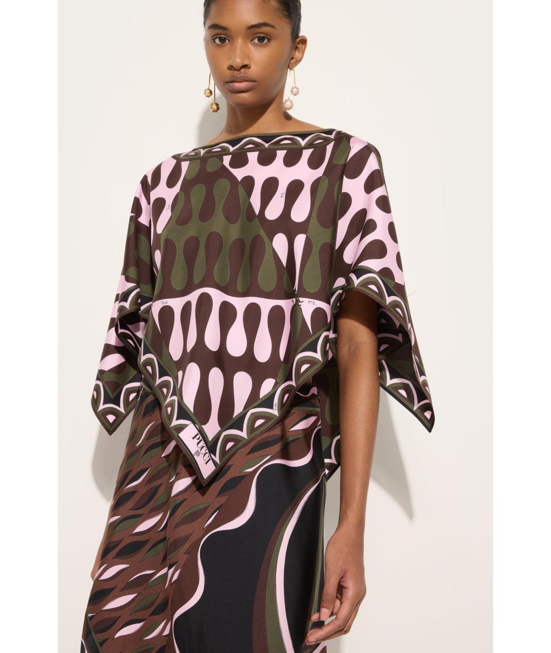 EMILIO PUCCI Мульти шелковая блузы, фото 5