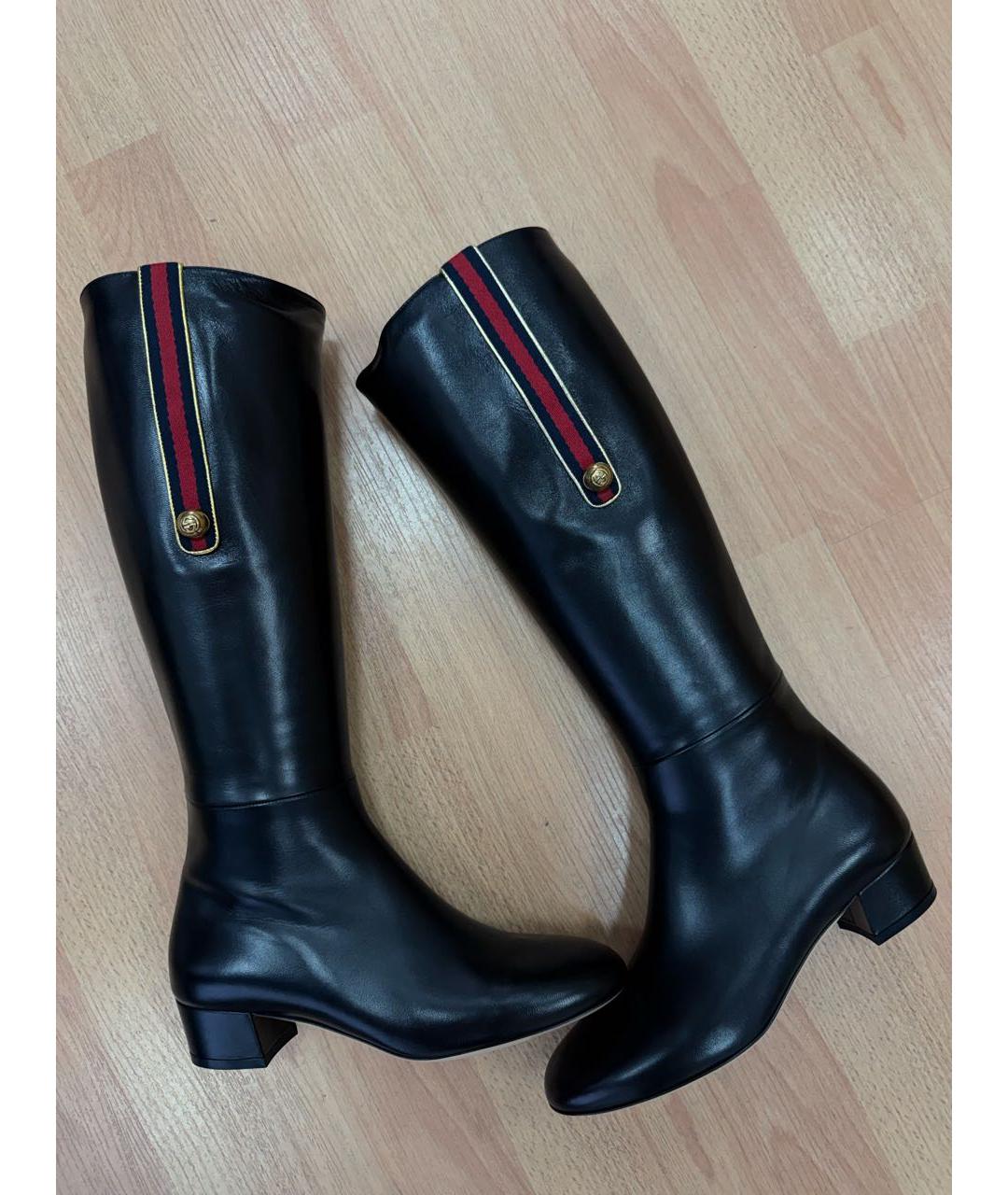 GUCCI Черные кожаные сапоги, фото 8