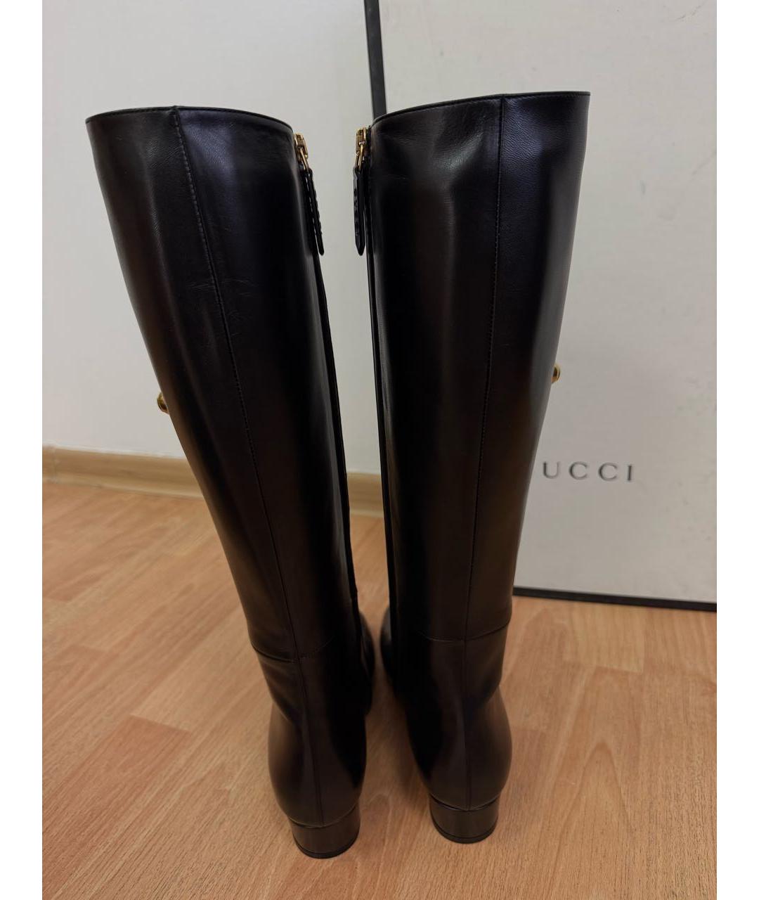 GUCCI Черные кожаные сапоги, фото 5