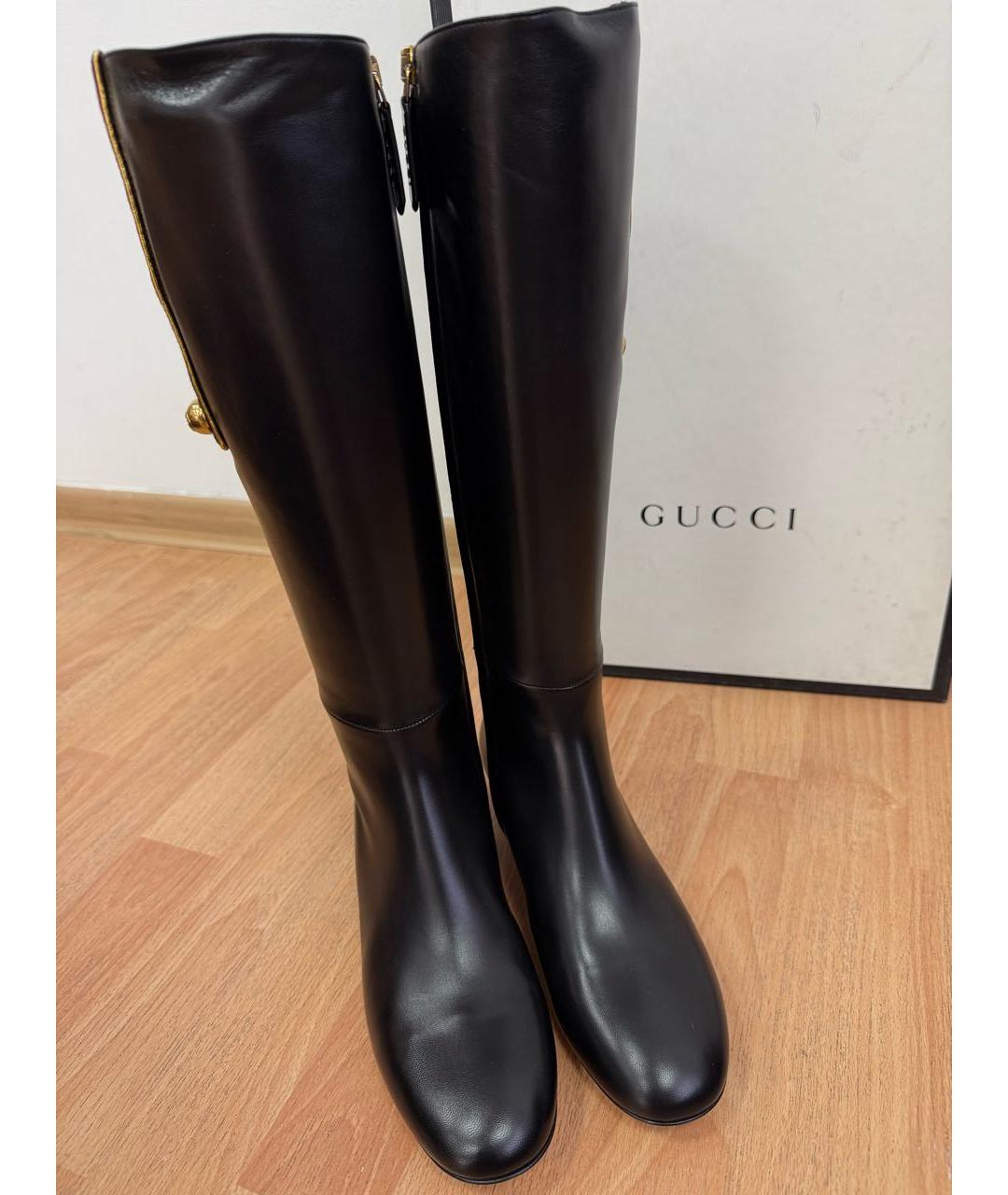 GUCCI Черные кожаные сапоги, фото 3