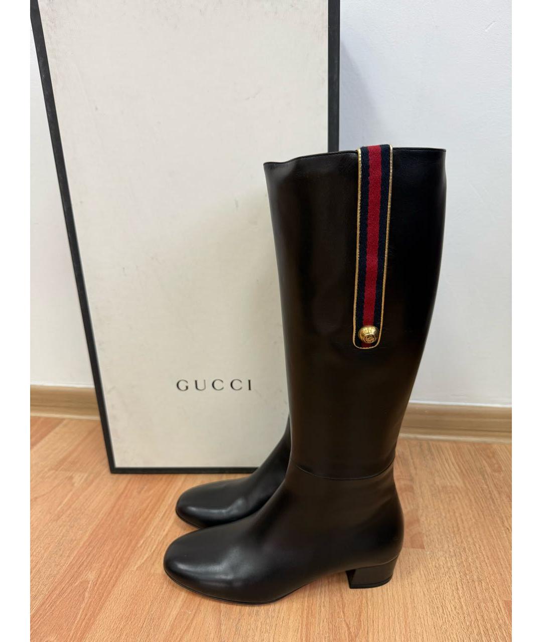 GUCCI Черные кожаные сапоги, фото 2