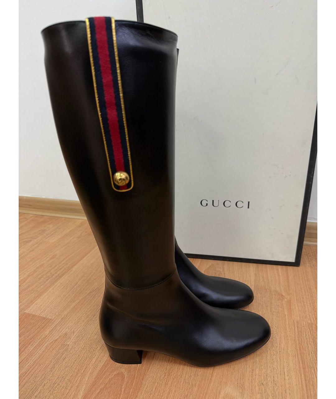 GUCCI Черные кожаные сапоги, фото 4