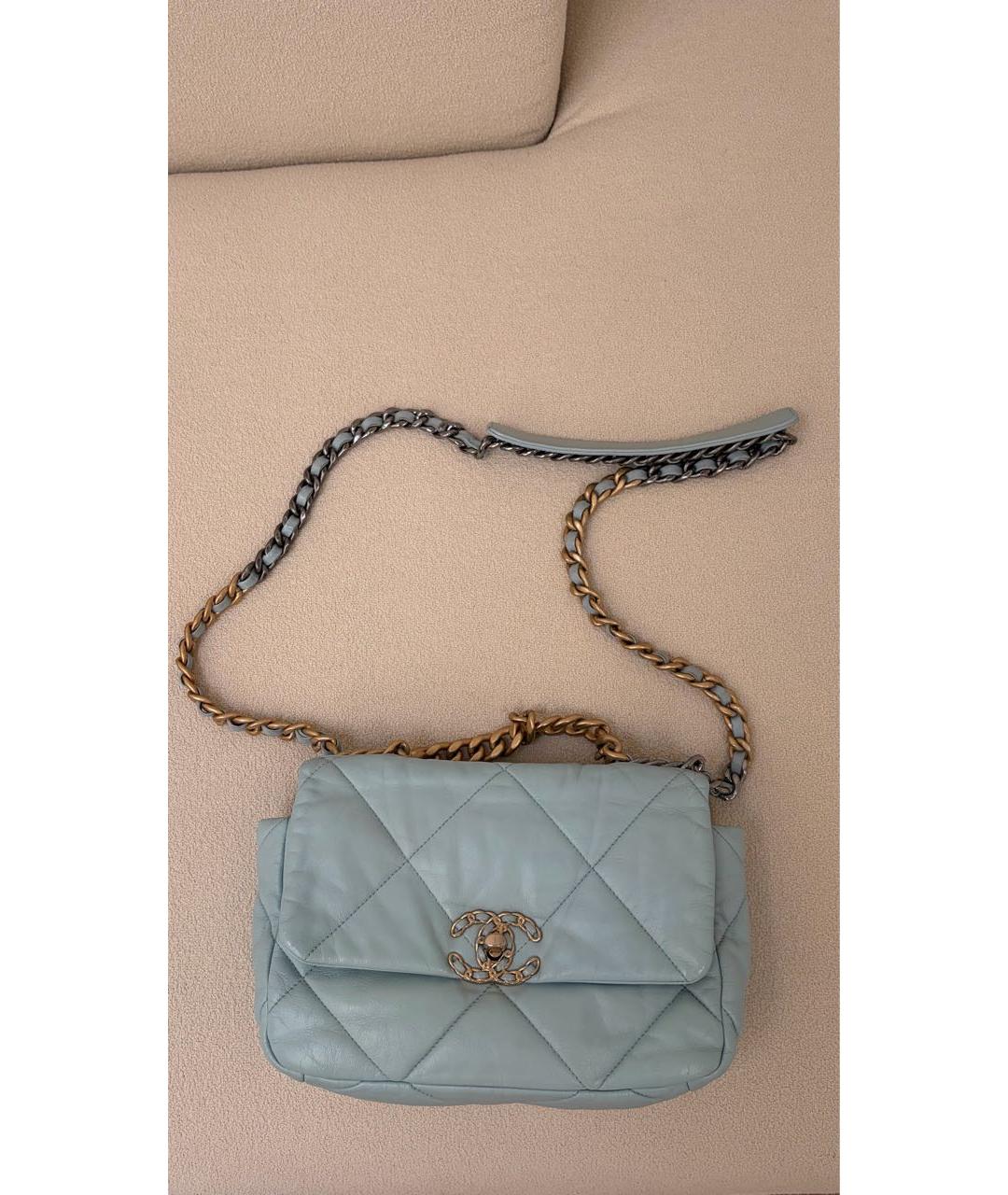 CHANEL Голубая кожаная сумка через плечо, фото 5