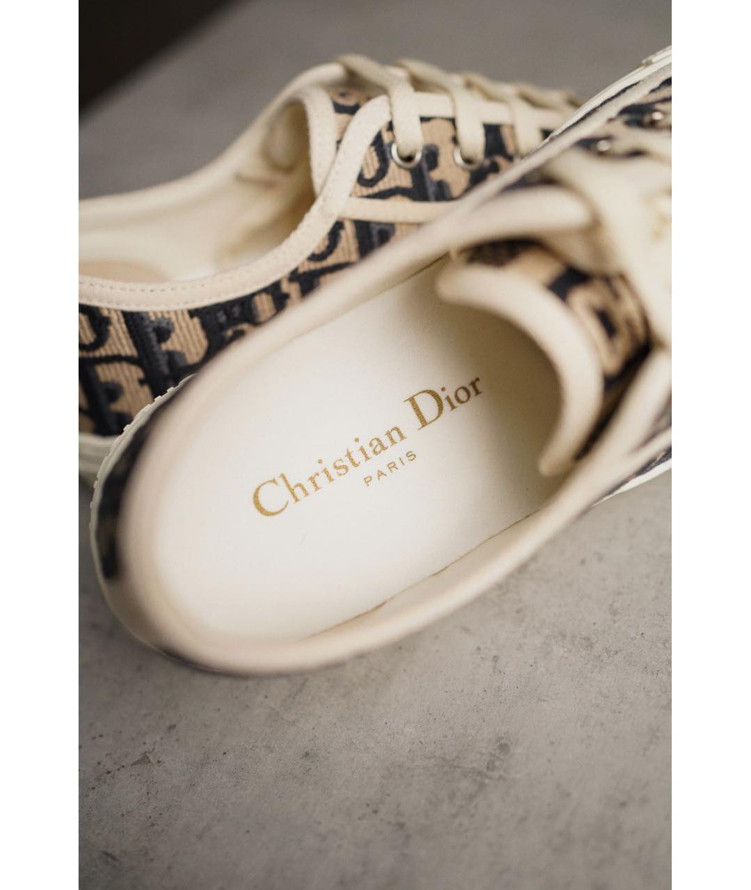 CHRISTIAN DIOR Бежевые текстильные кеды, фото 6