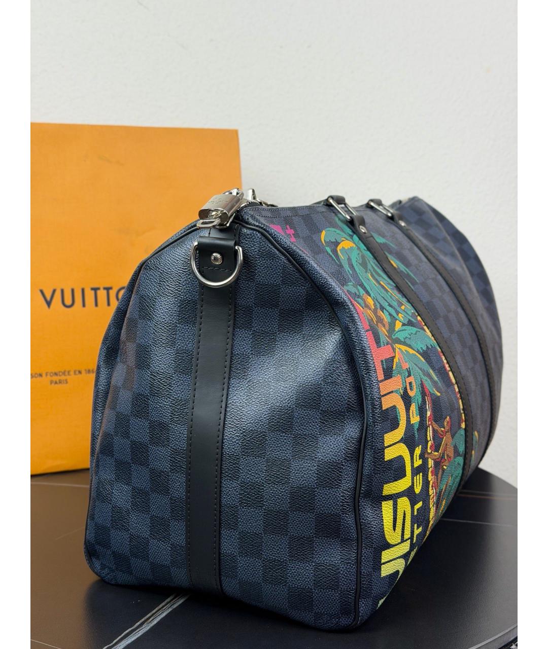 LOUIS VUITTON Черная дорожная/спортивная сумка из искусственной кожи, фото 4