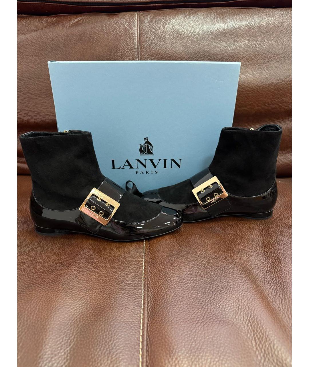 LANVIN Черные кожаные ботильоны, фото 2