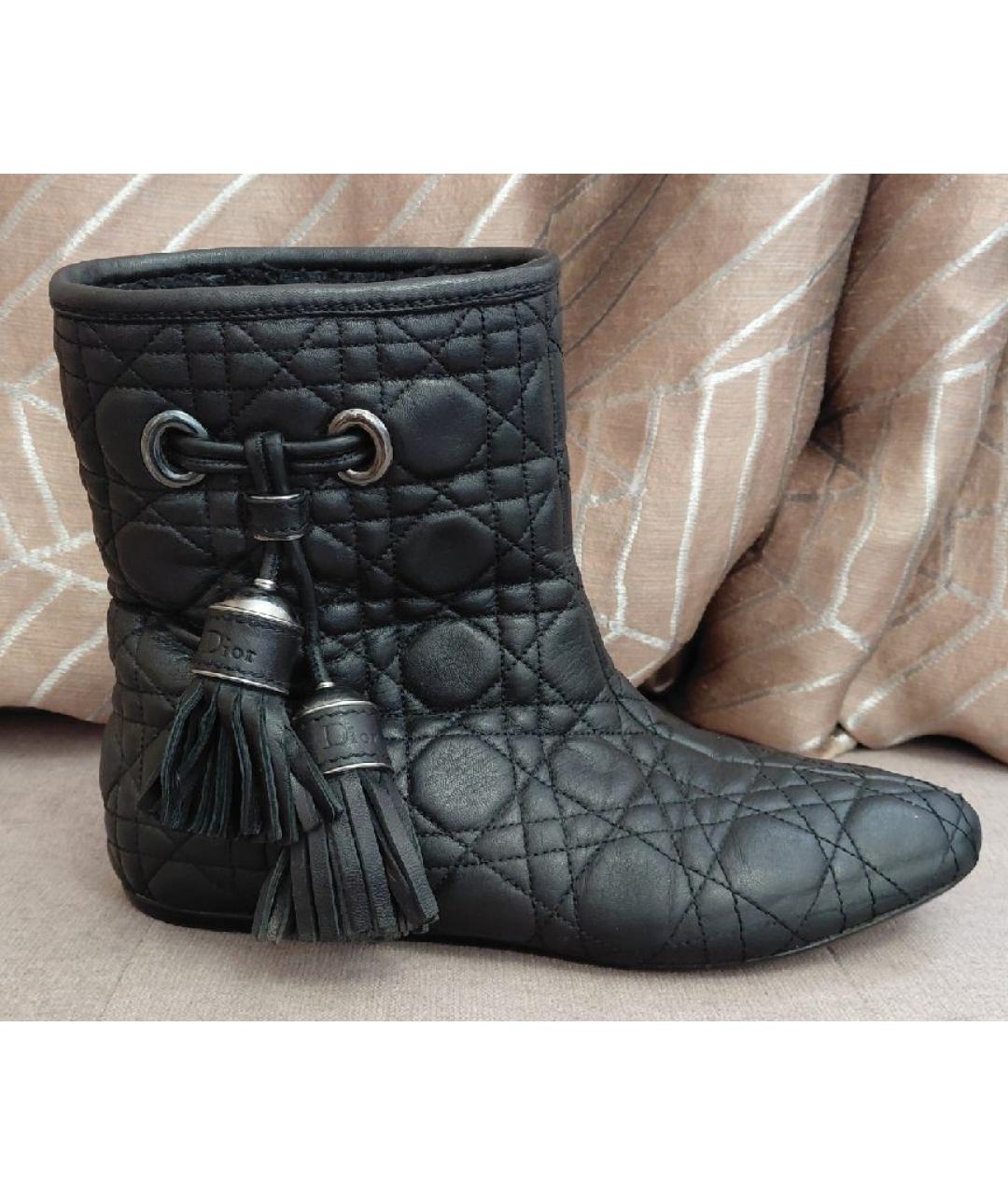 CHRISTIAN DIOR Черные кожаные полусапоги, фото 7